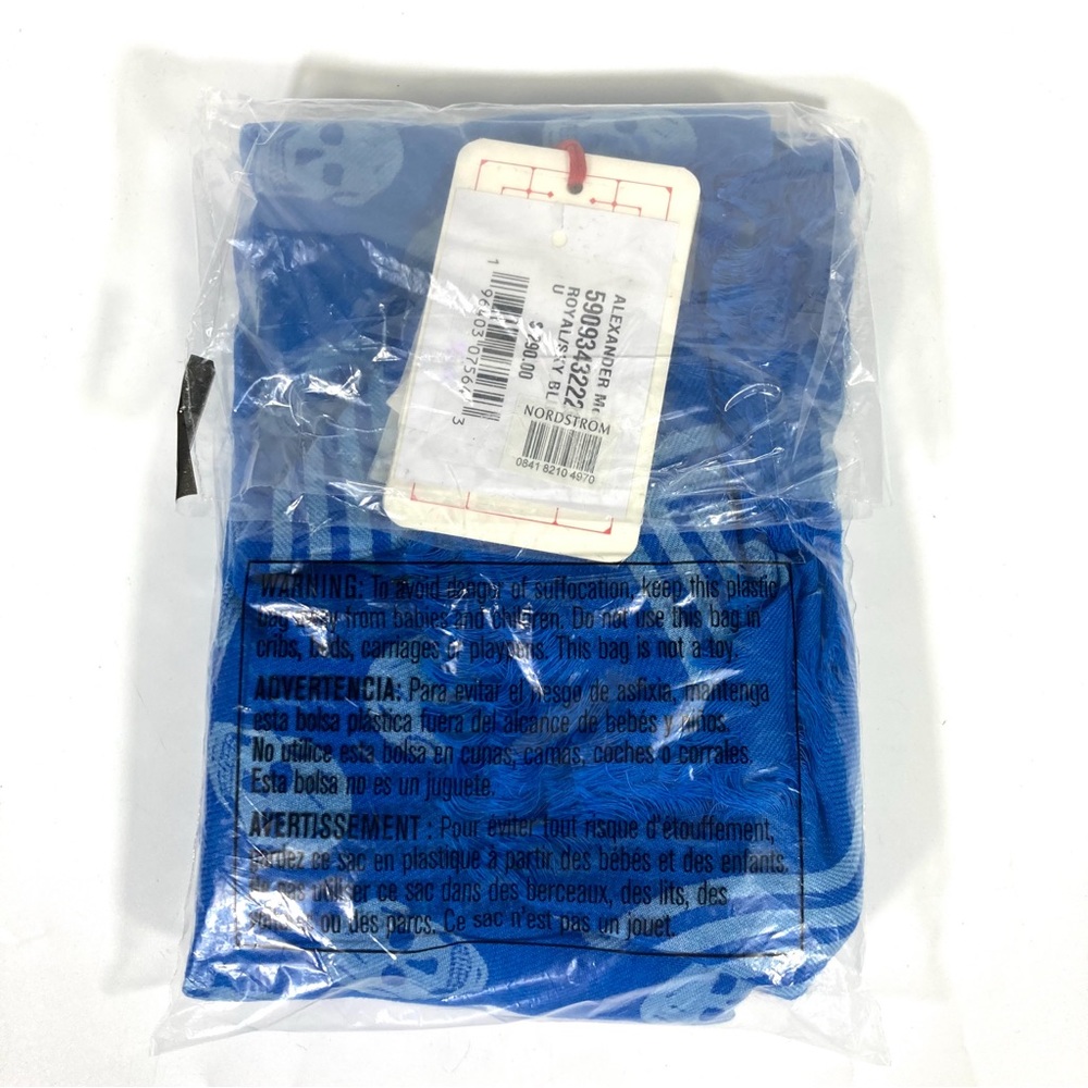 *SOLD* Alexander McQueen Biker Skull Wool Scarf Blue 120 x 140 NWT - Picture 14 of 15